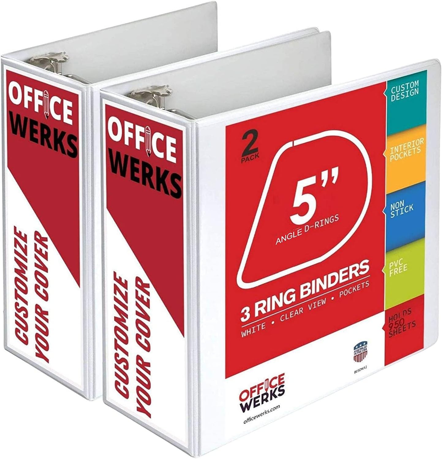 3 Ring Binder, Professional Angle D Ring Binder 5 Inch, Presentation Folder for Standard Pages 8.5 x 11 with Pockets, Crystal Clear View White (1 Pack)