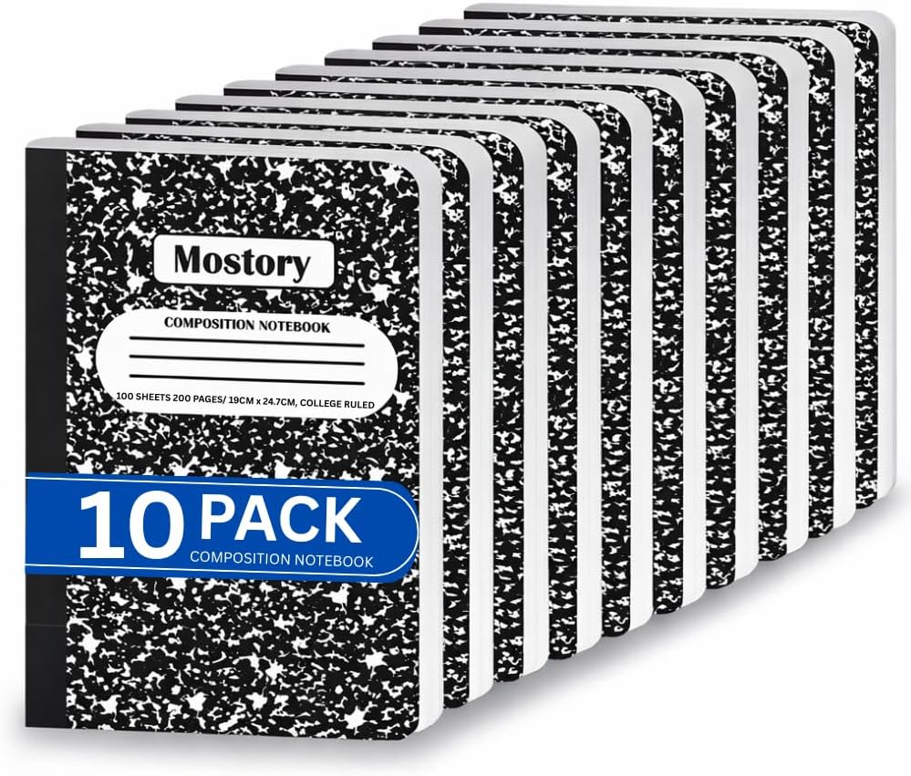 MOSTORY 50 Pack Bulk Composition Notebook - College Ruled 200 Pages (100 Sheets), Size 7.5" x 9.75", Bulk School Supplies, Office, Bulk Notebooks for School, Writing Journal Notebook with Lined Paper