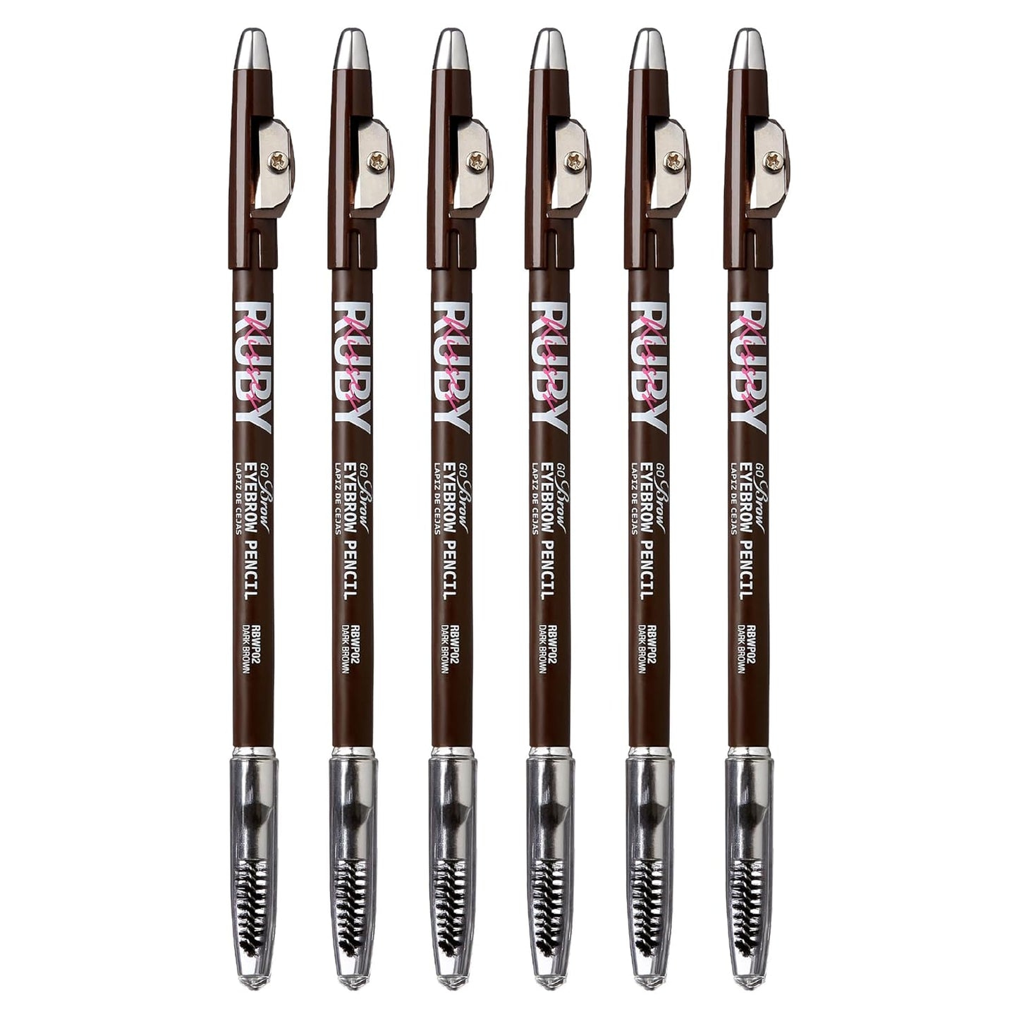 Kiss Go Brow Eyebrow Wooden Pencil Dark Brown (6 Pieces)