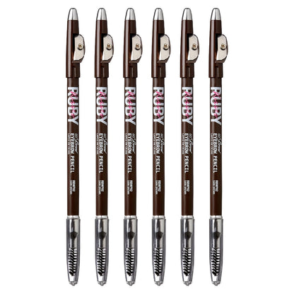 Kiss Go Brow Eyebrow Wooden Pencil Dark Brown (6 Pieces)
