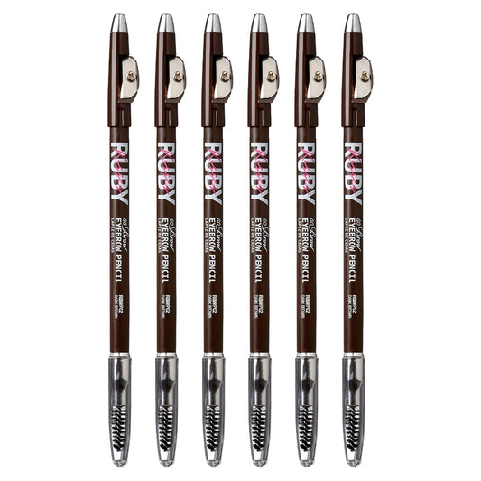 Kiss Go Brow Eyebrow Wooden Pencil Dark Brown (6 Pieces)