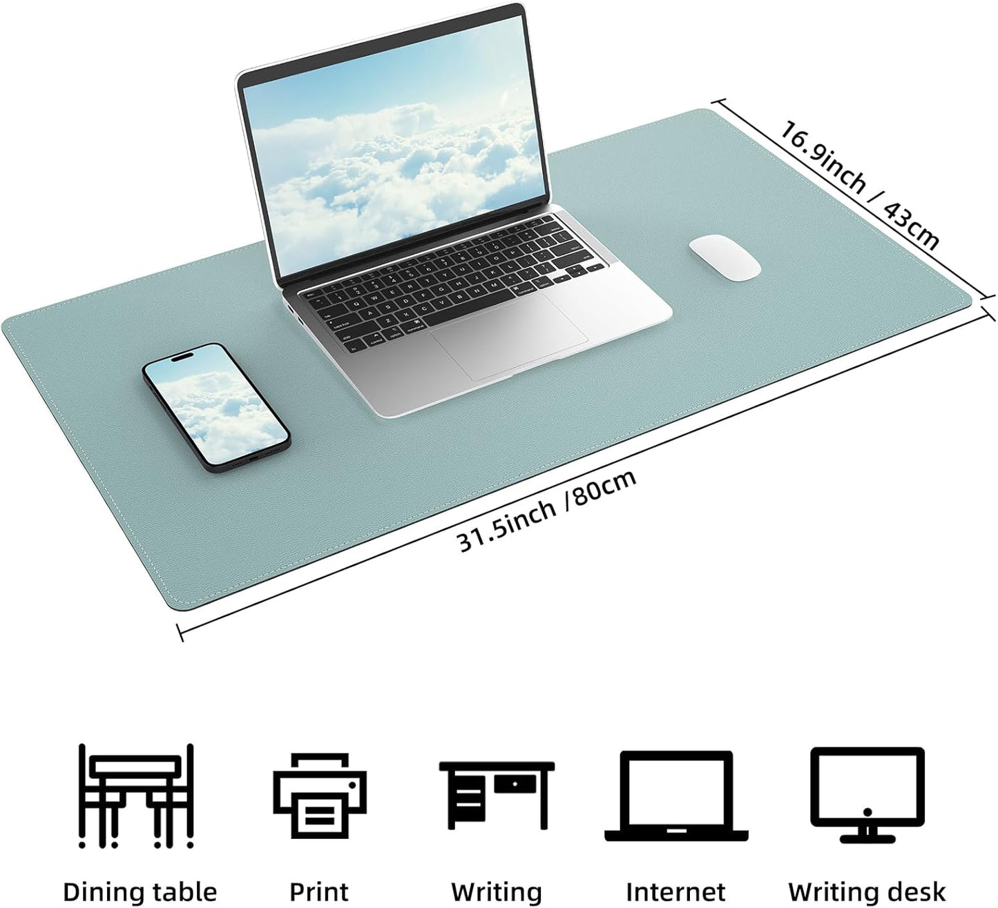 Large Desk Mat 47.2" x 17" Leather Desk Pad Protector with Natural Cork & PU Leather, Non-Slip Office Desk Mat, Large Mouse Pad, Waterproof Desk Blotter pad for Office&Home(Black)