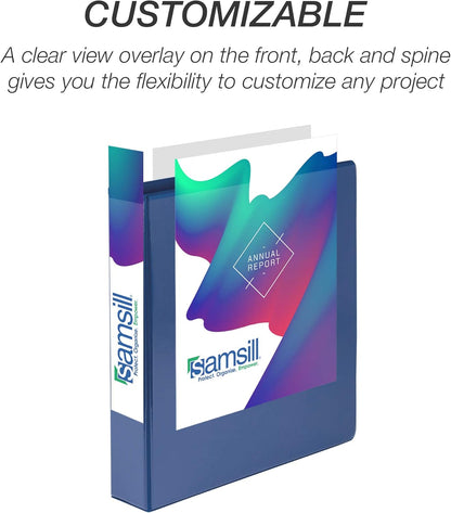 Samsill 1.5 Inch 3 Ring Binders, Economy Round Ring, Clear View Cover, 325 Sheet Capacity - for School, Home, Office - White, 4 Pack