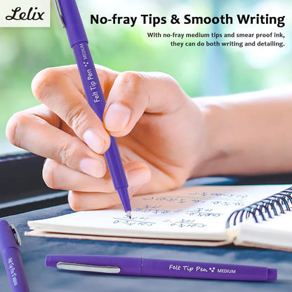 Lelix Felt Tip Pens, 30 Black Pack, 0.7mm Medium Point, Felt Tip Markers Pens for Journaling, Writing, Note Taking, Planner, Perfect for School Office and Art Supplies