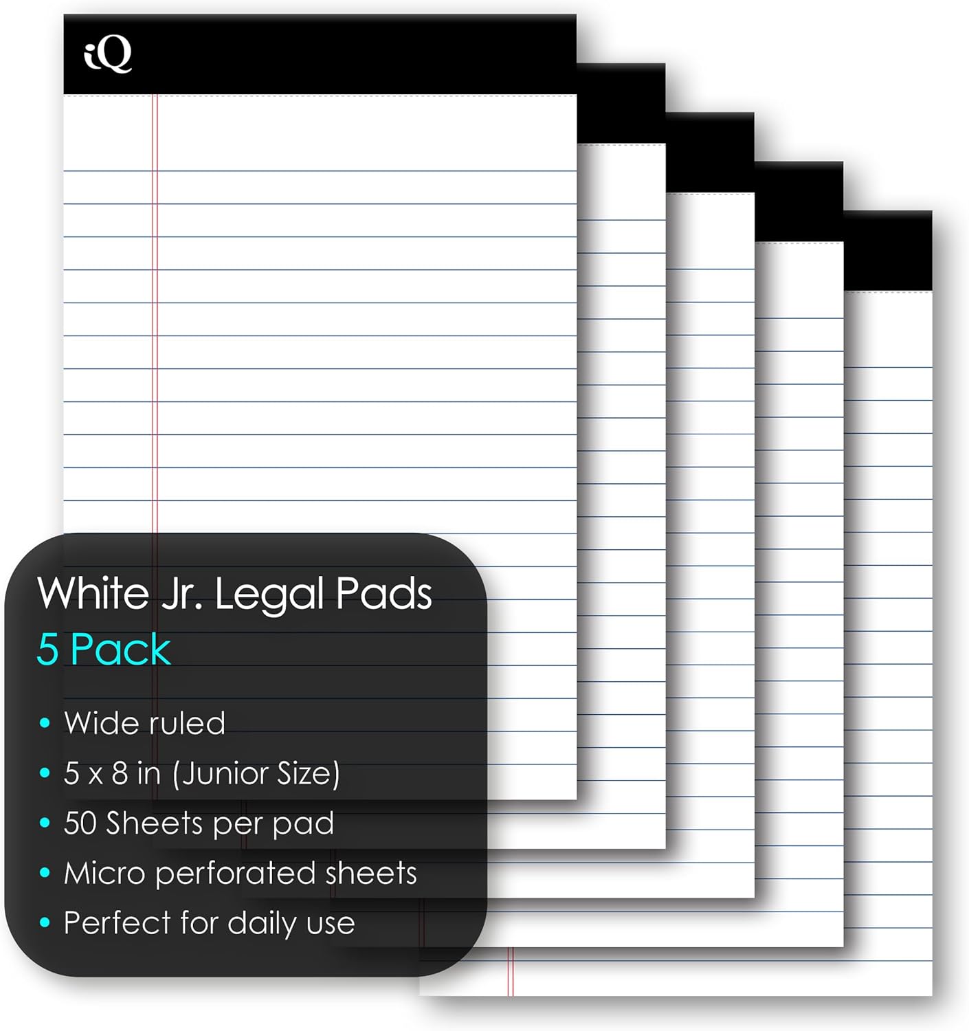 iScholar iQ Legal Pads, Canary, Wide Ruled, 8.5" x 11.75", 50 Sheets Per Pad, Pack of 3 Pads (98113)
