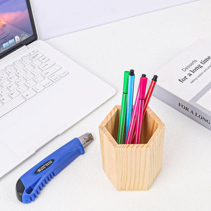 18 Pack Round Unfinished Wooden Pencil Holder, 3 x 3 x 4 Inch Wood Pencil Cup Holder, Wood Crafts Pencil Cup for Desk, Office, DIY Project