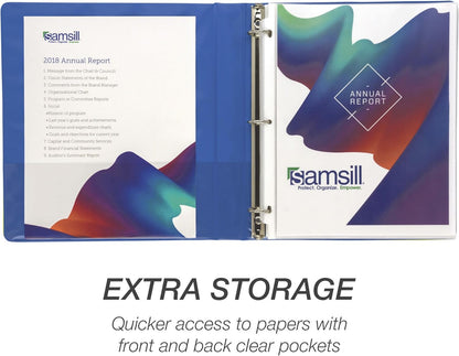 Samsill 1.5 Inch 3 Ring Binders, Economy Round Ring, Clear View Cover, 325 Sheet Capacity - for School, Home, Office - White, 4 Pack