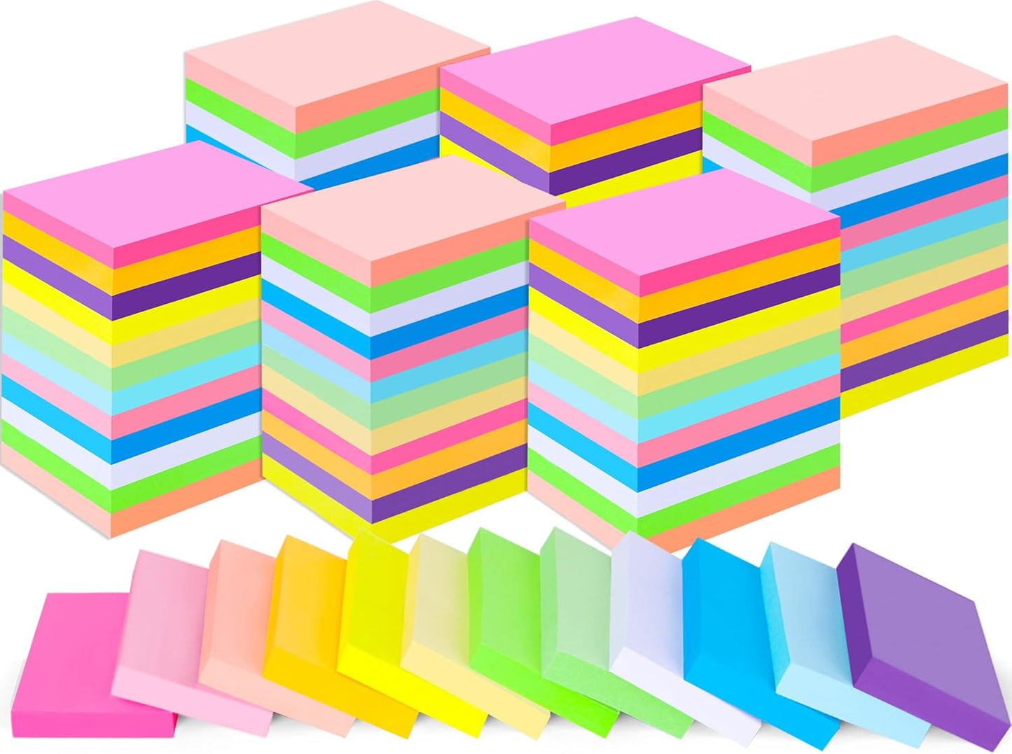 100 Pack Sticky Notes Bulk 3 x 3 in Self-Stick Note Pads Colorful Posted Note in 20 Colors Adhesive Paper Memo 50 Sheets/Pad Easy to Post for Office Home School Meetings Notebook Wall Door Window
