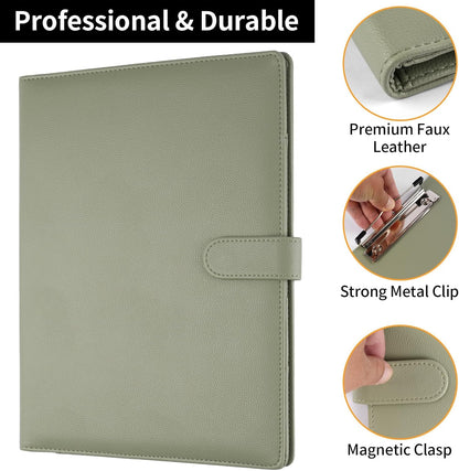Professional Padfolio with Clipboard, Faux Leather Portfolio Folder Binder, Legal Pad Holder for A4 Letter Size Notepad, Resume, Writing Pad, Ideal Organizer for Business Office Conference, Black