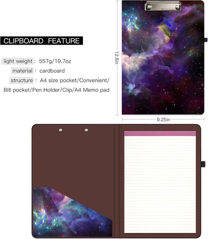 Hongri Clipboard Folio with Refillable Lined Notepad and Interior Storage Pocket for Students, Classroom, Office, Women, Man, Cute Custom Pattern, Size 12.8 x 9.2 in, Classic Flower