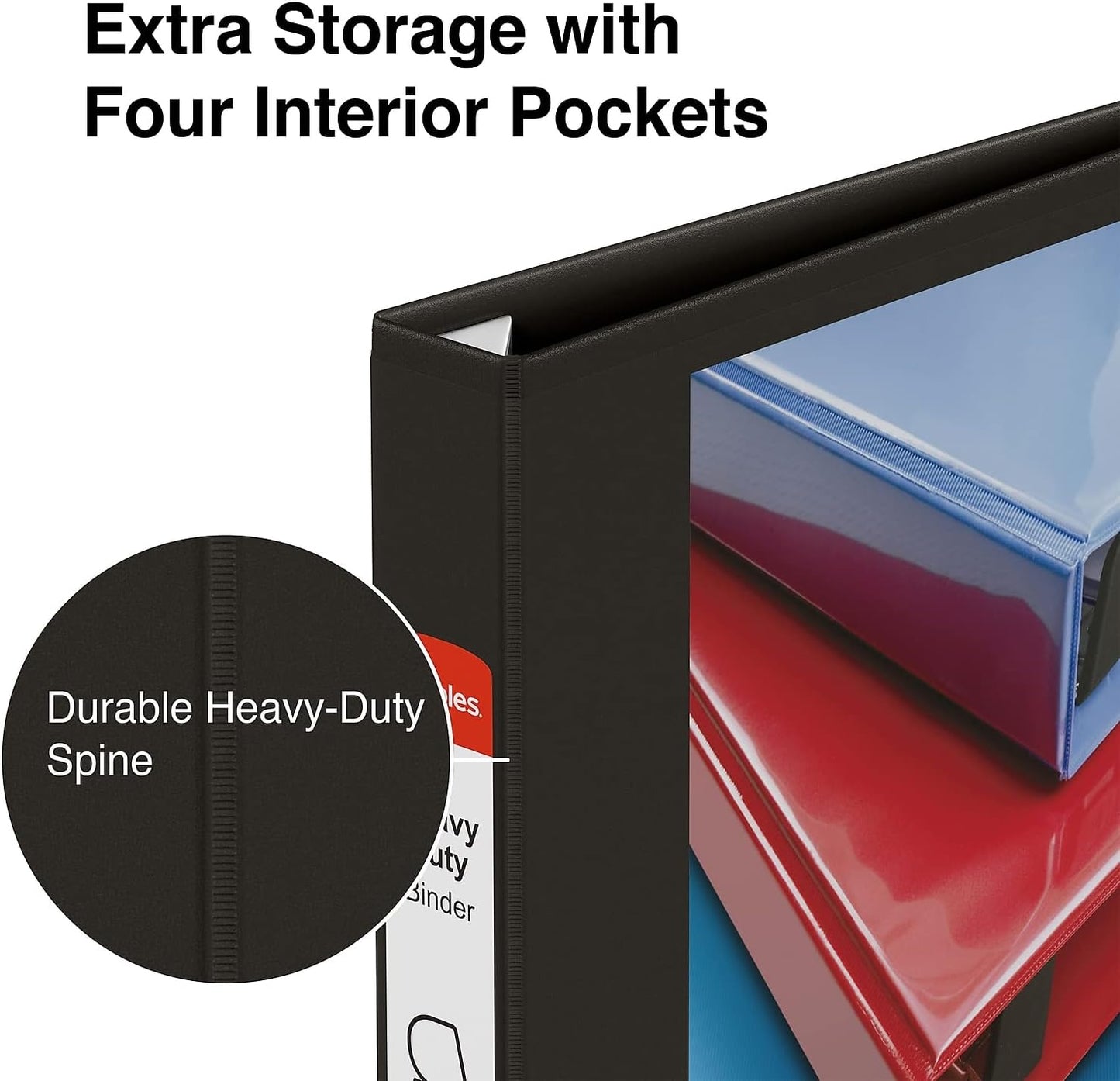 Staples Heavy-Duty 2-Inch D-Ring View Binder, Reinforced Spine, Holds Up to 450 Sheets, Gray, for Office & School