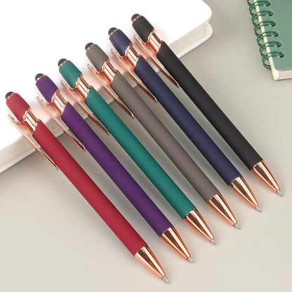 Bribobo 8 Pack Ballpoint Pen 2-in-1 Stylus Retractable Ballpoint Pen with Stylus tip, Metal Stylus Pen for Touch Screens, 1.0 mm Black Ink