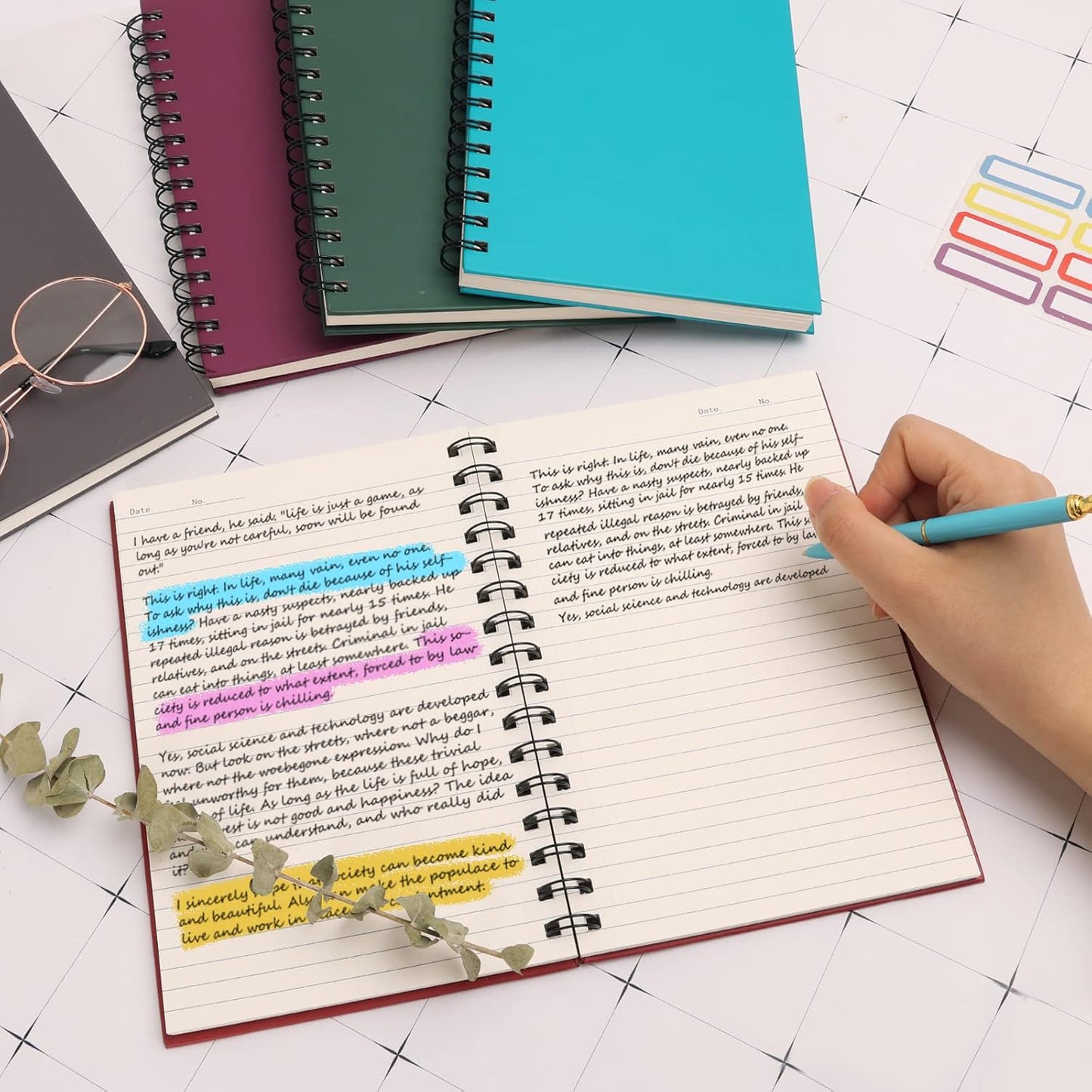 EOOUT 6pcs Hardcover Spiral Notebook, A5 Lined Spiral Journals 5.5x8.5in, 160 Pages Journal Notebook for Work, Office