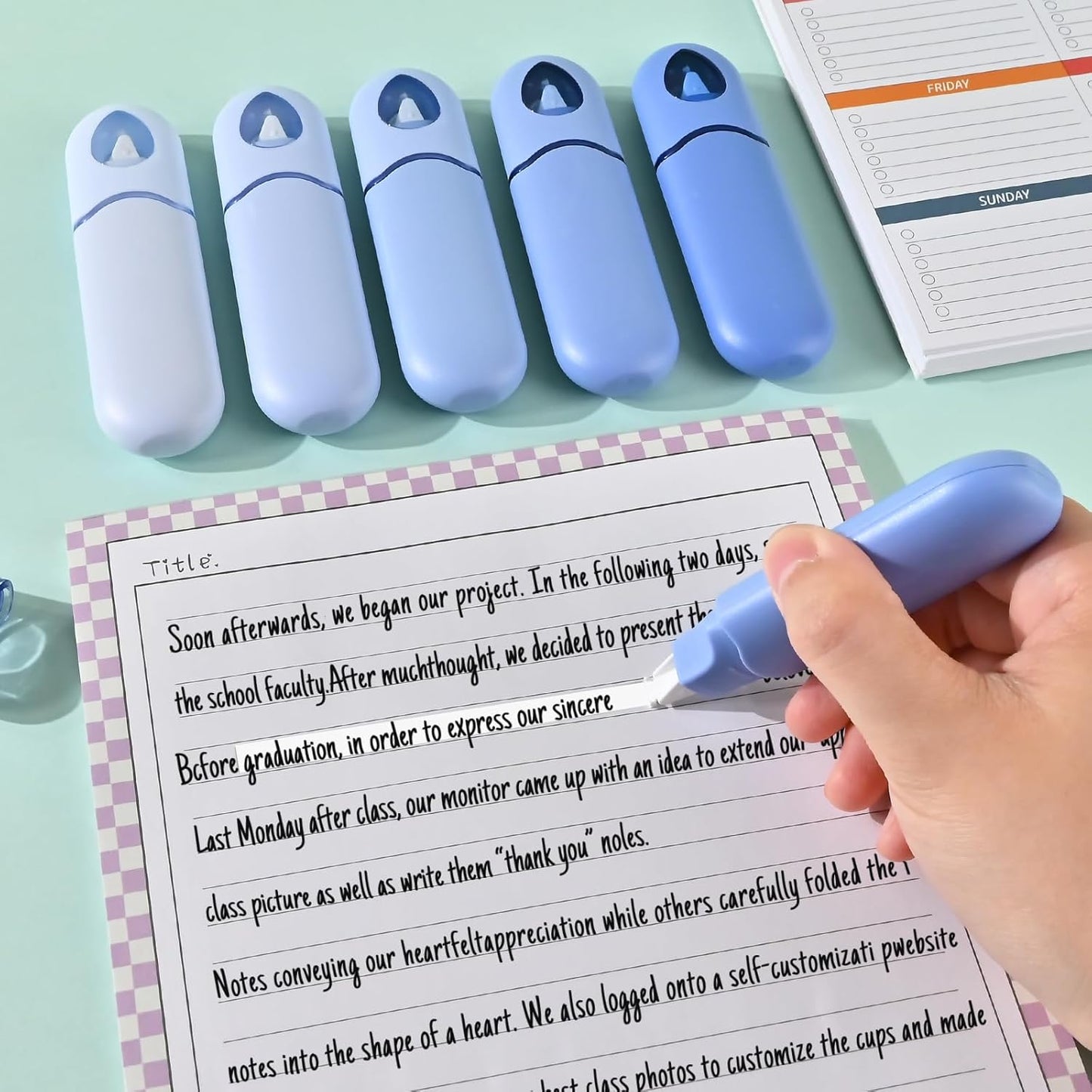 Temiary 12Pcs Cute White Smooth Pull Out Tape, Easy to Use White Correction Pens, 1/5 x 236in Smooth Writing & Aesthetic Office School Supplies (Purple)