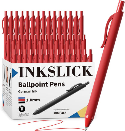 Bulk Pens - 108 Pack Black Pens 1.0MM Medium Point Ballpoint Pens, Smooth Writing No Bleed Retractable Ball Point Pen (Black)
