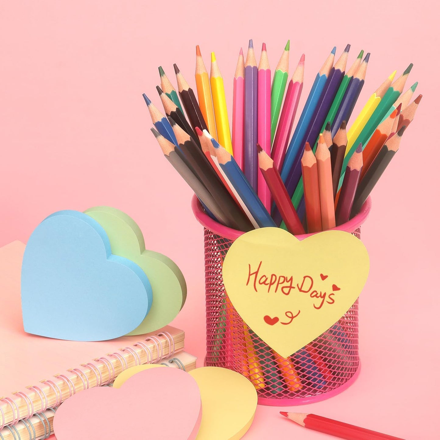 SIMONA Heart Shape Sticky Notes 8 Color Bright Colorful Sticky Pad 75 Sheets/Pad Self-Sticky Note Pads