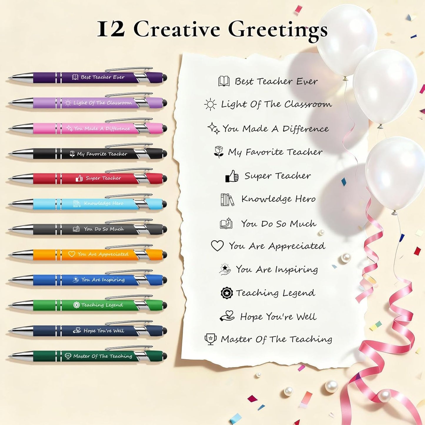 Father's Day Pen Set Gift Box - 12 Pack Black Ink Ballpoint Pens with Inspirational Quotes Fun Novelty Pens Perfect Birthday Retirement Gift for Dad Papa Father