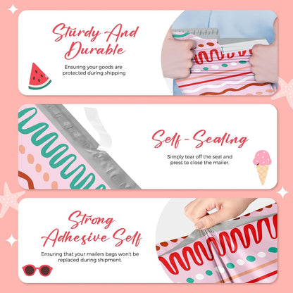 Metronic Cute Poly Mailers 10x13" 50pc Small Shipping Bags, Strong Adhesive Mailers Poly Bags for Business, Waterproof Mailing Envelopes for Packing Shipping Clothes Gifts, Gradient BluePink
