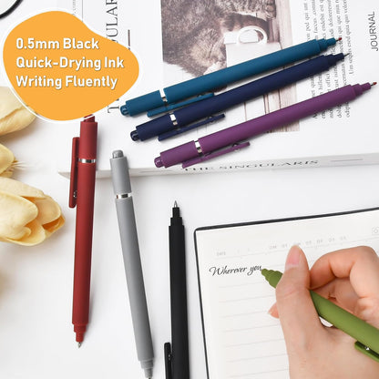 Donse 7 Pcs Gel Pens: 0.5mm Quick Dry Black Ink Fine Point Smooth Writing Pens High-End Series Ballpoint for Journaling Note Taking School Office Supplies Gifts for Women Men Nurse Teacher Students