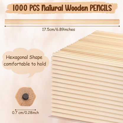 Fumete 100 Pieces Wooden Pencils Bulk No Eraser Hexagonal HB Graphite Unsharpened Natural Wood Pencils Without Erasers Classroom Gifts for Students Bulk Goodie Bag Stuffers