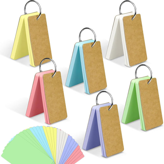 300 Pack Index Cards, 3" x 5" Ruled Index Cards with Ring, Colored Lined Flash Cards, Both Sides Note Cards Study Cards, Memo Scratch Pad for Office School Home (6 Colors)…