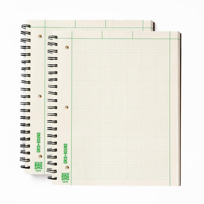 Grid+Bound Engineering Notebook, Spiral-Bound, 2 Pack, 8.5" x 11", Green Tint, Margin Front, 5x5 Graph Back, 150 Sheets per Notebook
