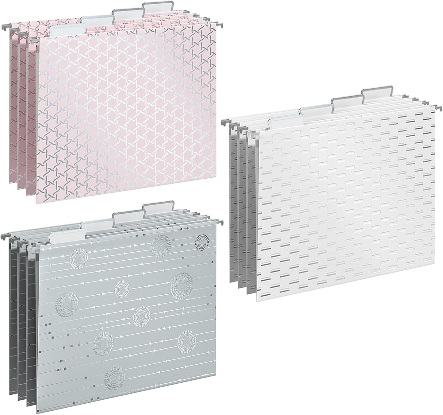 Y YOMA 12 Pack Rose Gold Hanging File Folders Letter Size Decorative File Folder Cute Pretty Hanging Folder Organizer for Filing Cabinet Office Home with 1/5-Cut Adjustable Tabs, 3 Gold Foil Design
