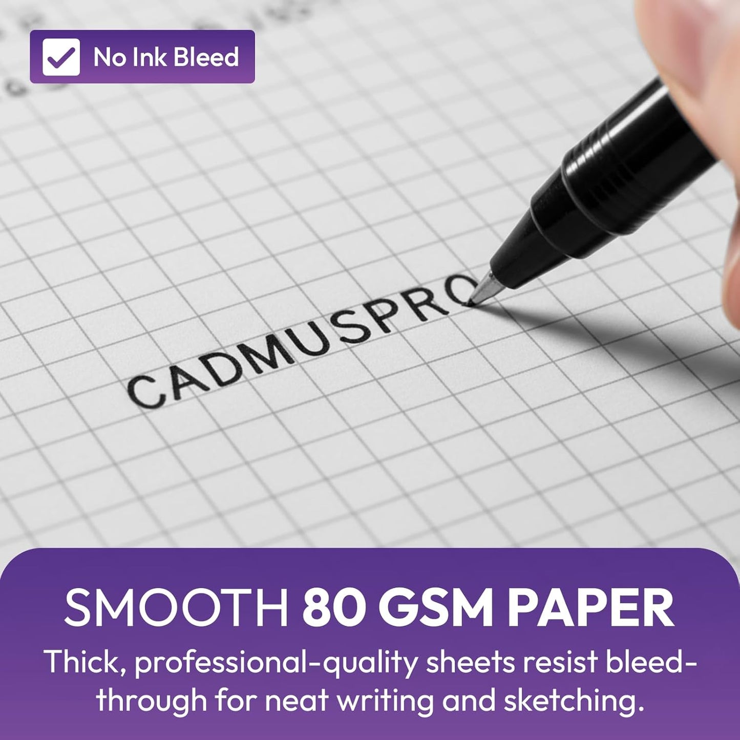 CADMUSPRO Graph Paper Pads 8.5x11 inch, 50 Sheets, Double-Sided, 80 GSM Quadrille Grid Math Notebook for students, Engineering Pad & Blueprint Drafting Paper, Architecture Sketch