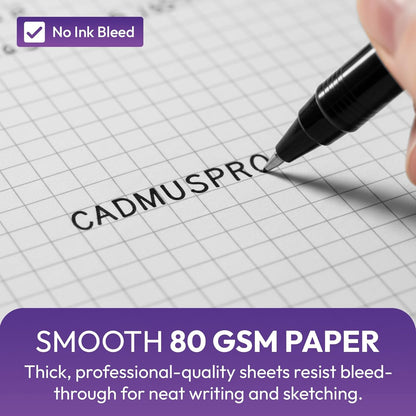 CADMUSPRO Graph Paper Pads 8.5x11 inch, 50 Sheets, Double-Sided, 80 GSM Quadrille Grid Math Notebook for students, Engineering Pad & Blueprint Drafting Paper, Architecture Sketch