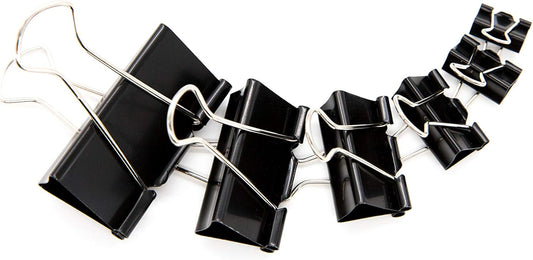 DSTELIN Binder Clips Paper Clamps Assorted Sizes 100 Count (Black), X Large, Large, Medium, Small, X Small and Micro, 6 Sizes in One Pack, Meet Your Different Using Needs.