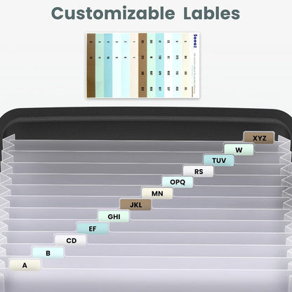 Sooez Heavy Duty Accordion File Organizer with Hidden Handle, Portable 12 Pockets Expanding File Folders, Cloth Monthly Bills Receipt Organizer for Letter/A4, School Classroom Home & Office Supplies