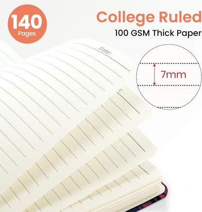ZOTIA Lined Spiral Journal for Women, A5 Pretty Hardcover Notebook for Work, School & Office Writing, Aesthetic Writing Journal College Ruled, 140 Pages, 5.8" x 8.3", Twilight Bloom
