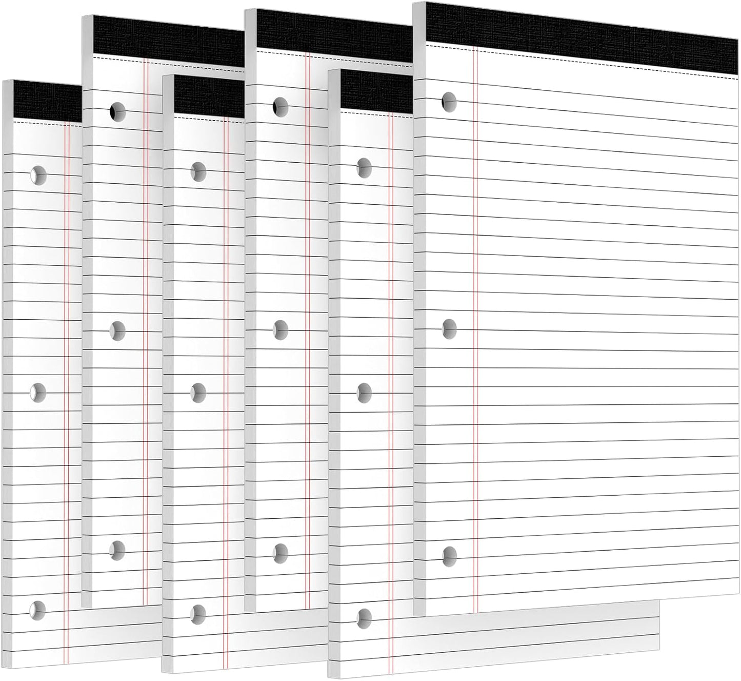 3 Hole Legal Pad 8.5 x 11, 3 Pack White Note Pads, Notebook Paper Wide Ruled, Writing Paper Pads, Notepads with Binder Holes, Lined Paper 8.5x11, Ideal for School, Home, Office, 30 Sheets/Pack