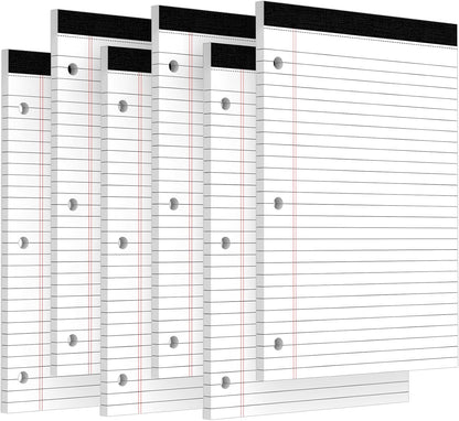 3 Hole Legal Pad 8.5 x 11, 3 Pack White Note Pads, Notebook Paper Wide Ruled, Writing Paper Pads, Notepads with Binder Holes, Lined Paper 8.5x11, Ideal for School, Home, Office, 30 Sheets/Pack