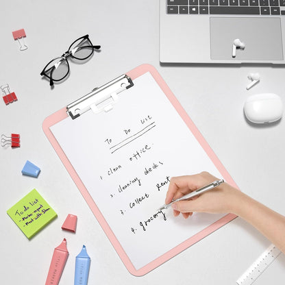 Hongri Plastic Clipboard, White 8.5x11" Clipboard, A4 Letter Size Clipboards for Nurses, Students, Office and Women, Clipboard with Pen Holder and Low Profile Clip, Size 12.5 x 9 Inch(White)