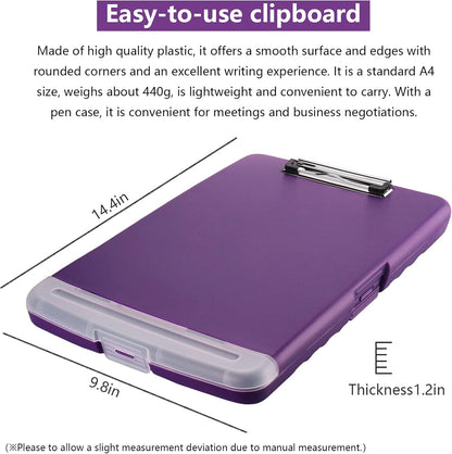 SFLHHDM Purple Clipboard, Clip Boards 8.5x11, Teacher Clipboards with Storage, Plastic Clipboard with Pen Holder, Clipboards Storage for Women Teachers Work, School & Office Supplies