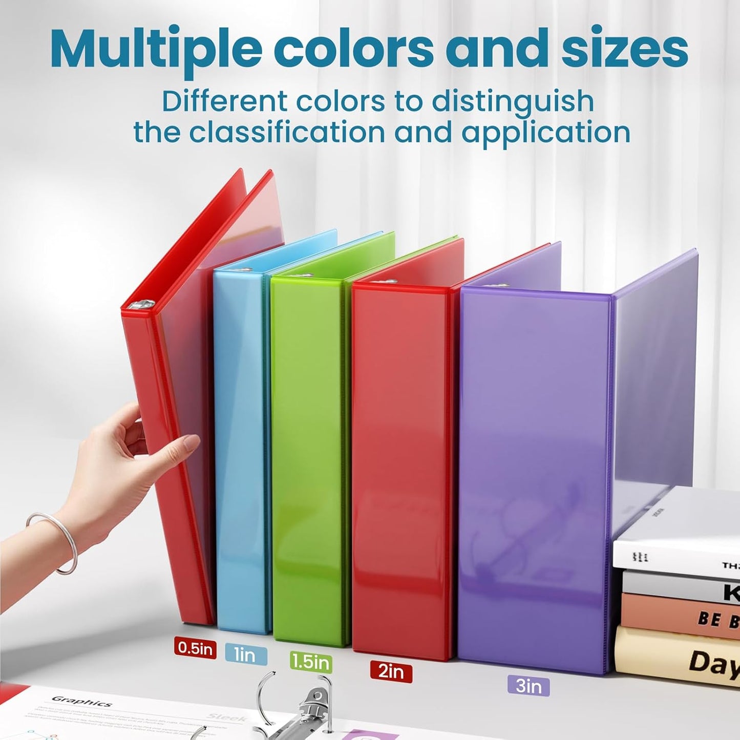 SUNEE 3 Ring Binder 2 Inch, Clear View Binder Three Ring PVC-Free (Fit 8.5x11 Inches) for School or Office Supplies, Light Purple, 1 Pack