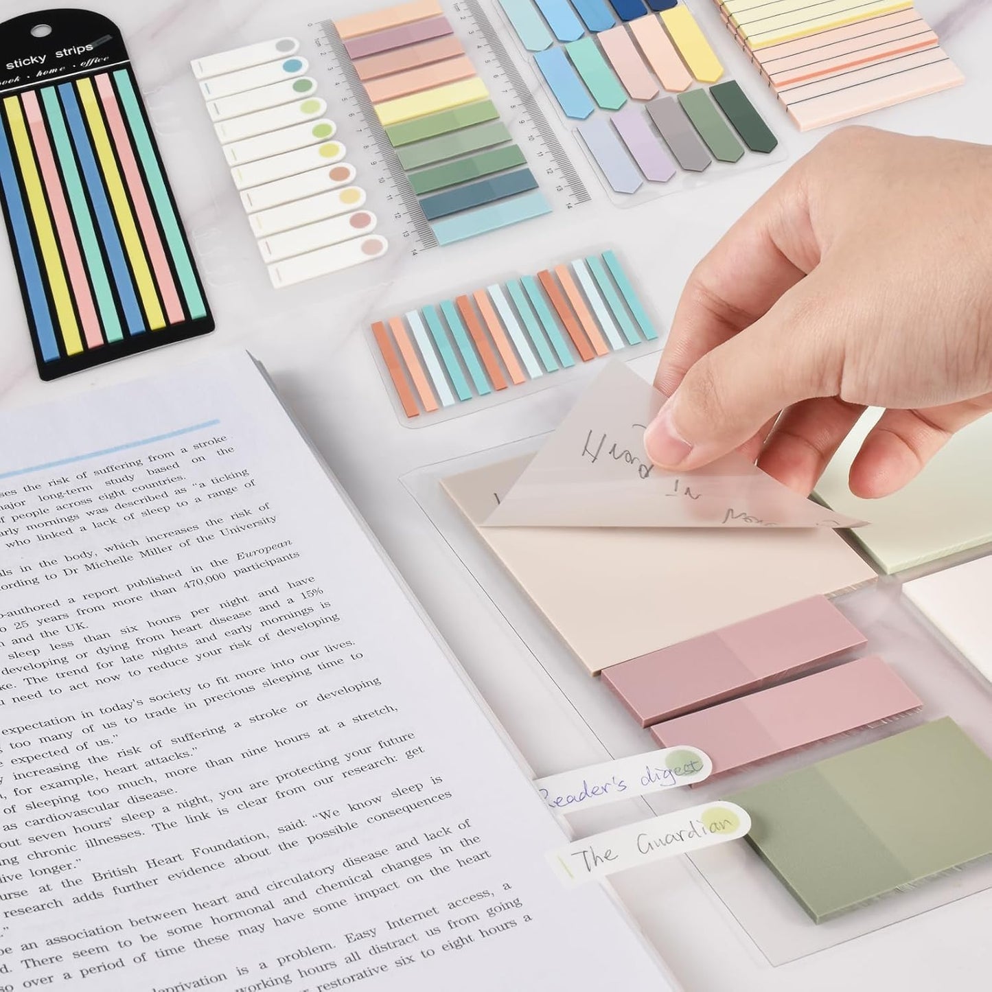 BAYTORY 700 Sheets Transparent Sticky Notes, Clear Waterproof 3 x 3 inch See Through Memo Pad, Self-Adhesive Translucent Writable Index Tabs for Annotating Books, Office & School Study Supplies