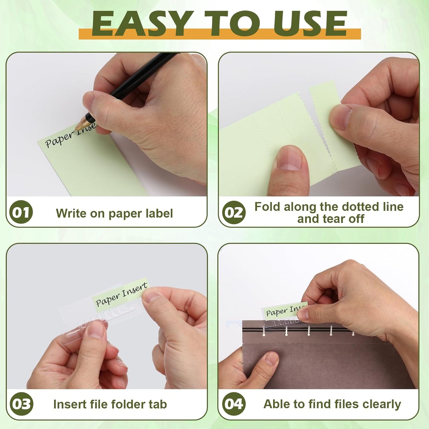 100 Pcs Hanging File Folder Paper Inserts 3-1/2 Inch Off White Blank File Tab Inserts Thick Cardstock for Hanging Folder (3.5×0.6 inch)(No Tab Included)