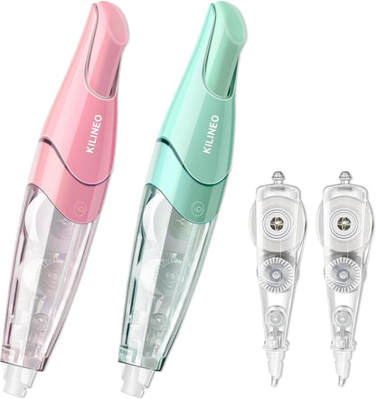 Refillable Retractable White Correction Tape, Pen Shaped White Smooth Pull Out Japanese Aesthetic Cute Correction Tape for Office Supplies, 4 PCS (ZH-67)