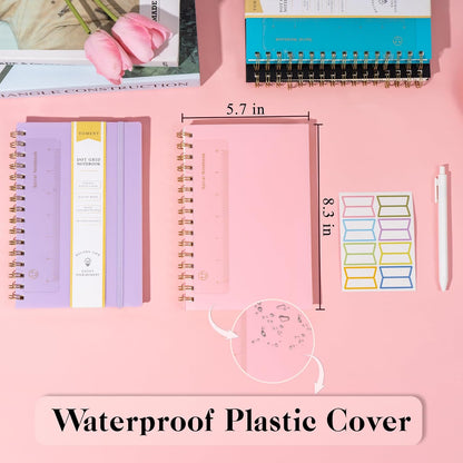 Yoment Graph Paper Spiral Notebook A5 Graphing Notebook 160 Pages Graph Paper Notebook Spiral Bound Waterproof Plastic Hardcover Spiral Journal 5x7 Grid Notebooks for Note Taking,Black