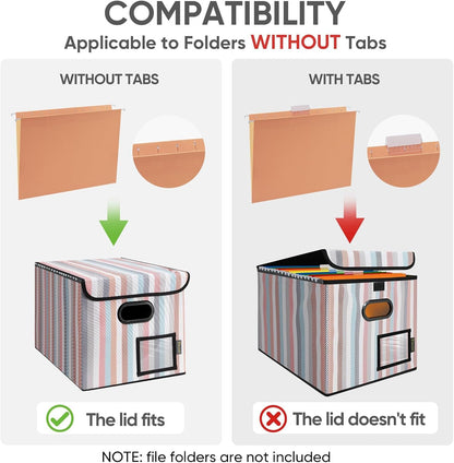 BALEINE File Organizer Box with Lid, Collapsible File Folder Organizer with Plastic Slide, Hanging File Folder Box for Office Document Storage (1 Pack, Black)
