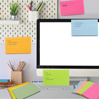 9 Pack Lined Sticky Notes 4x6 in Post Sticky Notes with Lines, 9 Bright Colors Self Sticky Notes Pad Its, Large Ruled Sticky Note for Office, Home, 35 Sheets/Pad