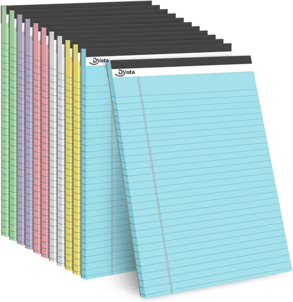Dynta 12 Pack Legal Pads, 540 Sheets Wide Ruled Lined Writing Note Pads, 8.5 x 11.75 Inch, 45 Sheets Per Notepad, Colored Paper