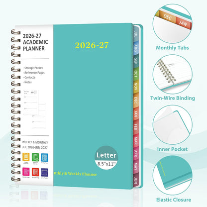 Planner 2026-2027, Weekly and Monthly Academic Year Calendar Planner, July 2026 - June 2027, Daily Agenda Book for Office School Supplies, A5(6.3'' x 8.5'')