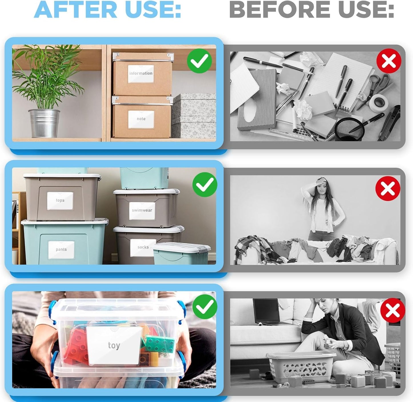 56 Pack Clear Self-Adhesive Pockets, 3" x 5" Index Card Pockets with Top Open Loading, PVC Label Holders for Organizing Storage Bins, Library Card, Drawer, and Protecting Your Cards