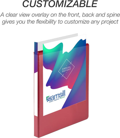 Samsill 1.5 Inch 3 Ring Binders, Economy Round Ring, Clear View Cover, 325 Sheet Capacity - for School, Home, Office - White, 4 Pack