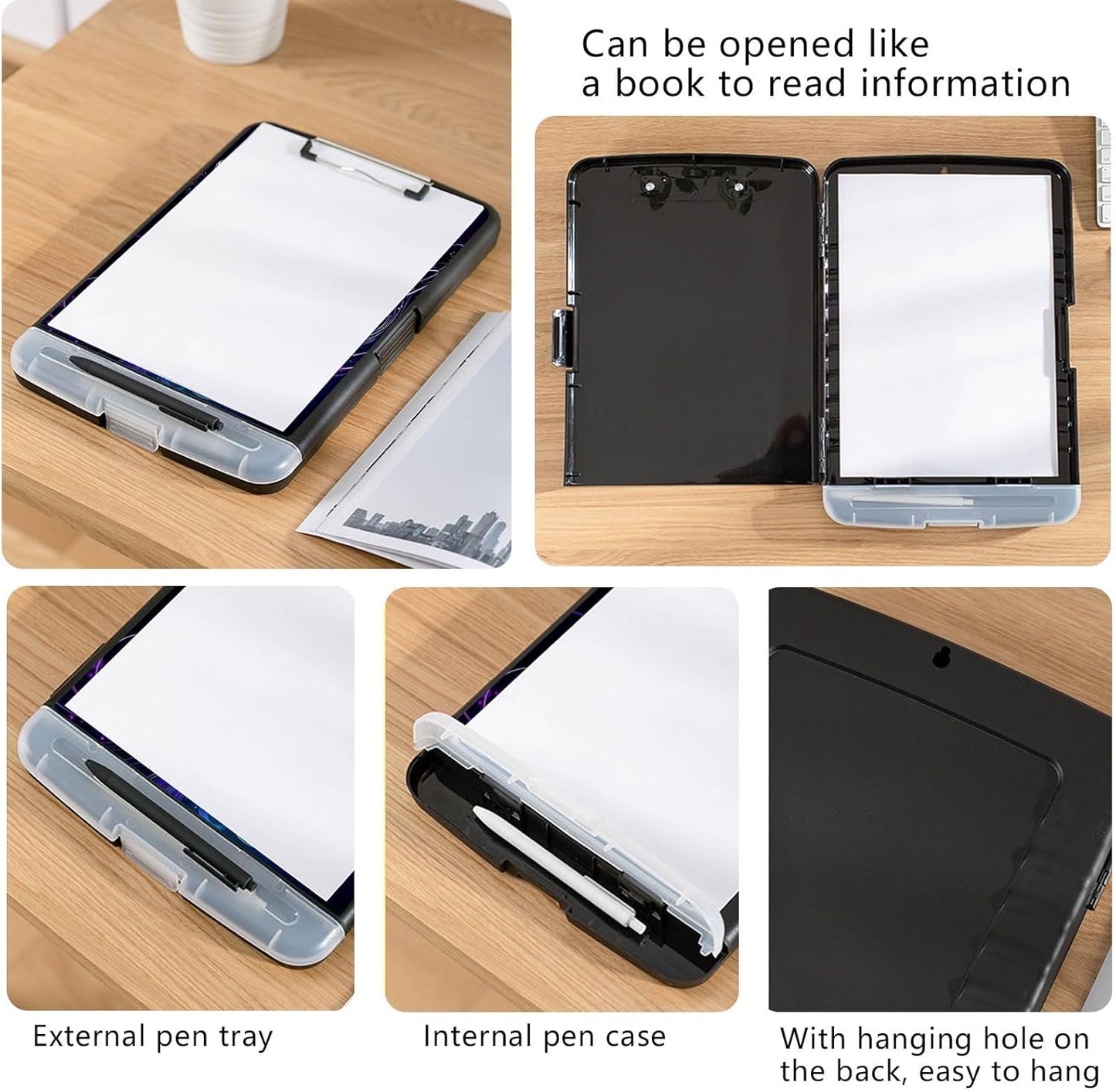 Clipboard with Storage, Heavy-Duty Side-Opening Folder with Pen Holder, Durable Plastic Nursing Clipboard for Nurses, Teachers, and Sales, Cow Prints 02