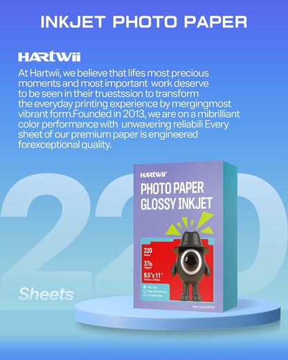 220 Sheets Photo Paper Glossy Inkjet 8.5x11 44lb 160Gsm A4 Letter Size Suitable for All Dye Ink Printers for Calendar Menu Brochure Paper Flyers Paper, Cards