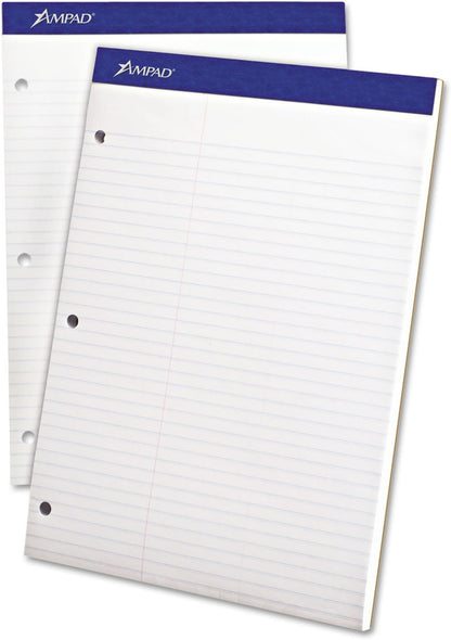 Ampad 20345 Double Sheets Pad, Law Rule, 8 1/2 x 11 3/4, White, 100 Sheets